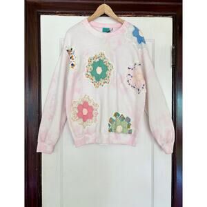 Chloe Cox Upcycled / Handmade Quilt Patchwork Pink Sweatshirt- Size Medium